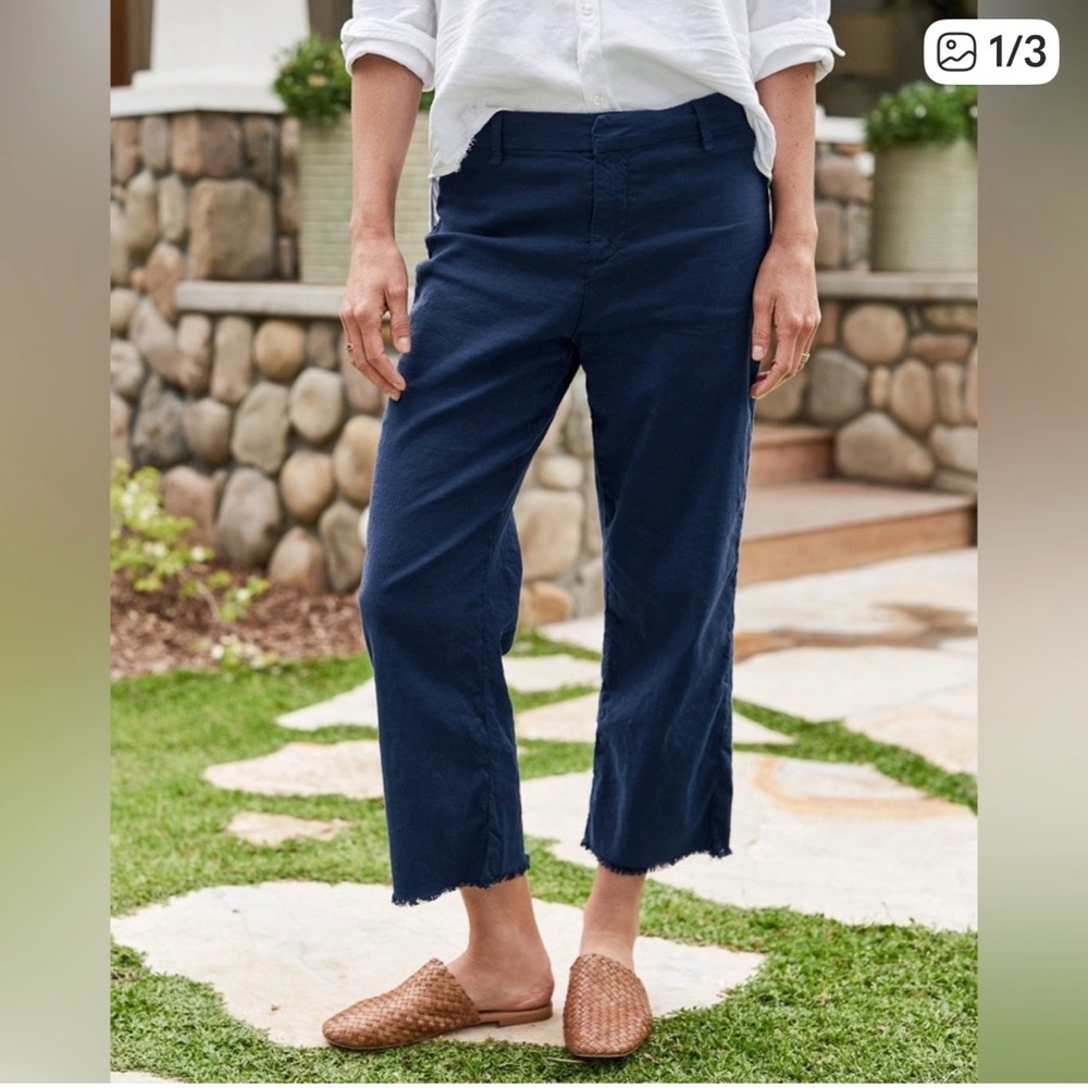 Frank & Eileen Navy Cropped Straight-Leg Cords